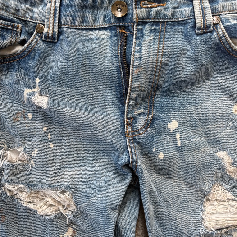Men's Distressed Blue Jeans